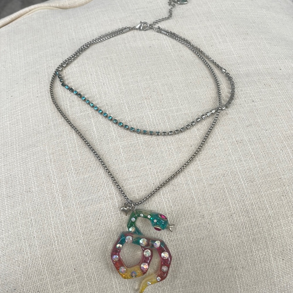 Betsey Johnson - glitter snake necklace
